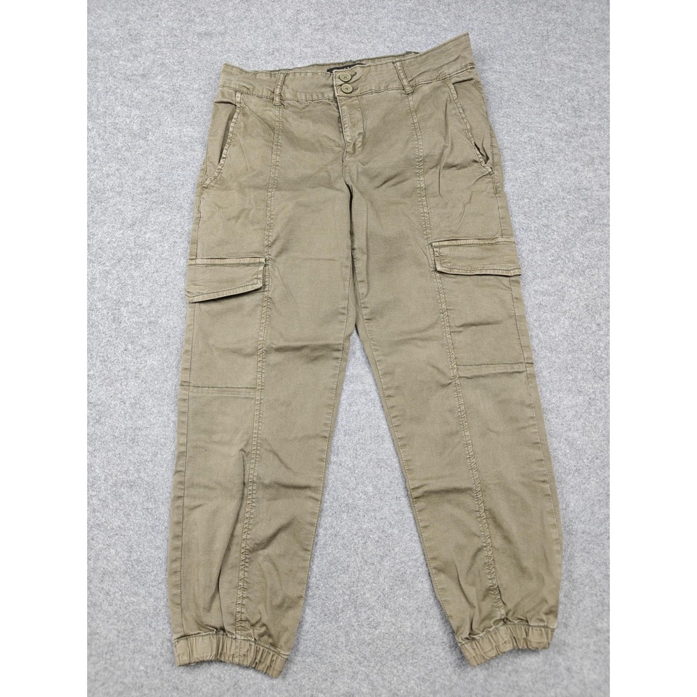 Sanctuary Pants Womens 29 Green Twill Cargo Jogger Elastic Cuff Stretch Pockets